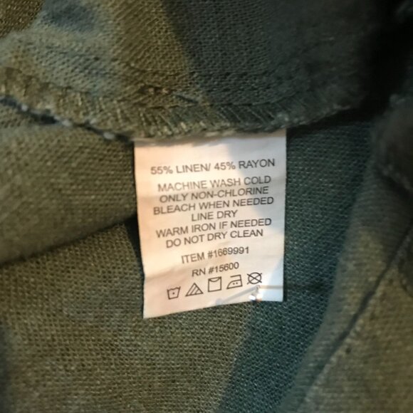 BBriggs Short Dress Size S Green Linen Blend Sleeveless Ruffled V-Neckline - Picture 5 of 11